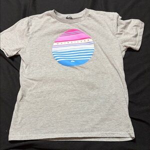 Quiksilver Kids Gray Tee with Pink and Blue Circle Design